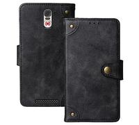 Anybird Flip Noir Retro Cuir Housse Magnétique Téléphone Coque pour Swissvoice S510 M / S510 C/Amplicomms M510-C / M510-M 5" Étui Cas Couverture Protecteur Case Portefeuille Cover