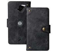 Anybird Flip Noir Retro Veritable Cuir Housse Magnétique Téléphone Coque pour Crosscall Action X5 5.45" Étui Cas Couverture Protecteur Case Portefeuille Cover