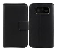 Anybird Flip Noir Veritable Cuir Housse Magnétique Téléphone Coque pour Beafon SL230 LTE 4G 1.8" Étui Cas Protecteur Case Portefeuille Cover