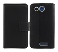Anybird Flip Noir Veritable Cuir Housse Magnétique Téléphone Coque pour Panasonic KX TU110 1.77" Étui Cas Protecteur Case Portefeuille Cover