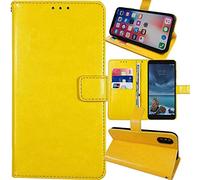 Anybird Flip Premium Cuir Housse Magnétique Téléphone Coque pour Bluebird EF551 5.5" Étui Cas Couverture Protecteur Case Portefeuille Cover Business Wallet (Jaune)