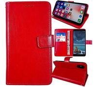 Anybird Flip Premium Cuir Housse Magnétique Téléphone Coque pour Tecno Spark Go 3 6.74" Étui Cas Couverture Protecteur Case Portefeuille Cover Business Wallet (Rouge)
