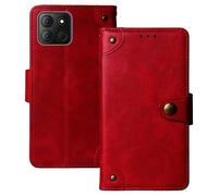 Anybird Flip Retro Cuir Housse Magnétique Téléphone Coque pour Aligator S6600 Duo 6.6" Étui Cas Couverture Protecteur Case Cover (Rouge)