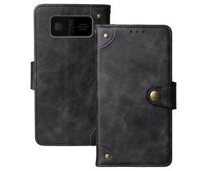 Anybird Flip Retro Cuir Housse Magnétique Téléphone Coque pour Beafon SL230 1.8" Étui Cas Couverture Protecteur Case Cover (Noir)
