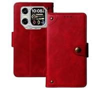 Anybird Flip Retro Cuir Housse Magnétique Téléphone Coque pour Blackview XPLORE X1 6.78" Étui Cas Couverture Protecteur Case Cover (Rouge)