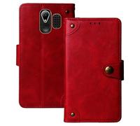 Anybird Flip Retro Cuir Housse Magnétique Téléphone Coque pour BRONDI Amico FAVOLOSO 2.8" Étui Cas Couverture Protecteur Case Cover (Rouge)