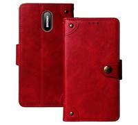 Anybird Flip Retro Cuir Housse Magnétique Téléphone Coque pour Brondi Amico Home Nero 1.77" Étui Cas Couverture Protecteur Case Cover (Rouge)