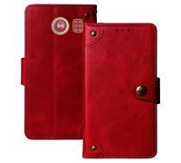 Anybird Flip Retro Cuir Housse Magnétique Téléphone Coque pour Doro 2800/2820 / 2821/2880 / 6820/6821 / 6040/6060 / E20 / E21 / E30 / E31 2.8" Étui Cas Couverture Protecteur Case Cover (Rouge)
