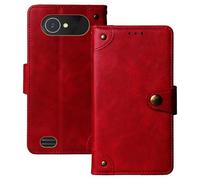 Anybird Flip Retro Cuir Housse Magnétique Téléphone Coque pour Emporia TOUCHsmart.3 3.47" Étui Cas Couverture Protecteur Case Cover (Rouge)