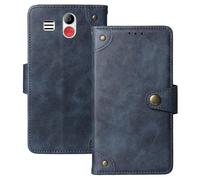 Anybird Flip Retro Cuir Housse Magnétique Téléphone Coque pour Energizer E4 1.77" Étui Cas Couverture Protecteur Case Cover (Bleu)