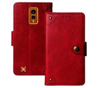 Anybird Flip Retro Cuir Housse Magnétique Téléphone Coque pour Hammer Energy X 5.5" Étui Cas Couverture Protecteur Case Cover (Rouge)