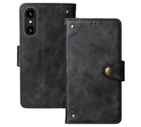 Anybird Flip Retro Cuir Housse Magnétique Téléphone Coque pour Logicom Comet 6.51" Étui Cas Couverture Protecteur Case Cover (Noir)