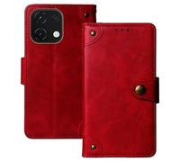 Anybird Flip Retro Cuir Housse Magnétique Téléphone Coque pour Logicom Cosmo M2 Pro 6.75" Étui Cas Couverture Protecteur Case Cover (Rouge)