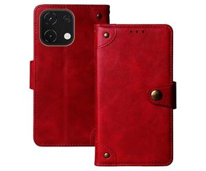 Anybird Flip Retro Cuir Housse Magnétique Téléphone Coque pour Logicom Cosmo M2 Pro 6.75" Étui Cas Couverture Protecteur Case Cover (Rouge)