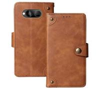 Anybird Flip Retro Cuir Housse Magnétique Téléphone Coque pour Logicom Le Fleep 450 1.77" Étui Cas Couverture Protecteur Case Cover (Brun)