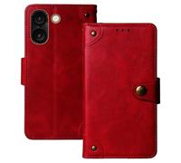 Anybird Flip Retro Cuir Housse Magnétique Téléphone Coque pour Logicom Orion E1 6.75" Étui Cas Couverture Protecteur Case Cover (Rouge)