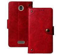 Anybird Flip Retro Cuir Housse Magnétique Téléphone Coque pour SPC Jasper 2 4G 2.8" Étui Cas Couverture Protecteur Case Cover (Rouge)
