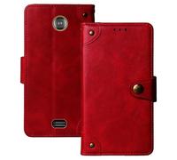 Anybird Flip Retro Cuir Housse Magnétique Téléphone Coque pour SPC Prince 4G 2.8" Étui Cas Couverture Protecteur Case Cover (Rouge)