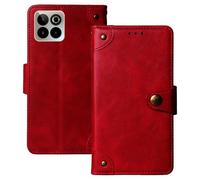 Anybird Flip Retro Cuir Housse Magnétique Téléphone Coque pour SPC Zeus 2 Elite 6.7" Étui Cas Couverture Protecteur Case Cover (Rouge)