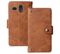 Anybird Flip Retro Cuir Housse Magnétique Téléphone Coque pour Trevi Max 24 Nero 2.2" Étui Cas Couverture Protecteur Case Cover (Brun)