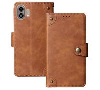 Anybird Flip Retro Cuir Housse Magnétique Téléphone Coque pour ZTE Blade A35e 2025 6.52" Étui Cas Couverture Protecteur Case Cover (Brun)