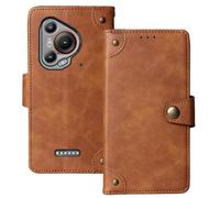 Anybird Flip Retro Cuir Housse Téléphone TPU Silicone Coque pour Blackview BL7000 / Oscal Pilot 3 6.78" Étui Cas Couverture Protecteur Case Cover (Brun)