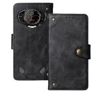 Anybird Flip Retro Cuir Housse Téléphone TPU Silicone Coque pour DOOGEE S200 5G / DOOGEE S200 X 5G 6.72" Étui Cas Couverture Protecteur Case Cover (Noir)