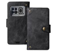 Anybird Flip Retro Cuir Housse Téléphone TPU Silicone Coque pour DOOGEE S200 Max 6.72" Étui Cas Couverture Protecteur Case Cover (Noir)