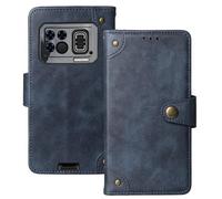 Anybird Flip Retro Cuir Housse Téléphone TPU Silicone Coque pour DOOGEE S200 Max 6.72" Étui Cas Couverture Protecteur Case Cover (Bleu)