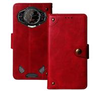 Anybird Flip Retro Cuir Housse Téléphone TPU Silicone Coque pour Doogee S200X VIP 6.72" Étui Cas Couverture Protecteur Case Cover (Rouge)