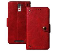 Anybird Flip Rouge Retro Cuir Housse Magnétique Téléphone Coque pour Swissvoice S510 M / S510 C/Amplicomms M510-C / M510-M 5" Étui Cas Couverture Protecteur Case Portefeuille Cover