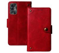 Anybird Flip Rouge Retro Cuir Housse Magnétique Téléphone Coque pour Thomson Origin 679 Lagoon/Thomson Origin 679 Onyx 6.79" Étui Cas Couverture Protecteur Case Cover
