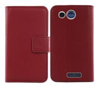 Anybird Flip Rouge Veritable Cuir Housse Magnétique Téléphone Coque pour Panasonic KX TU110 1.77" Étui Cas Protecteur Case Portefeuille Cover