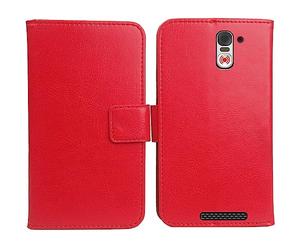 Anybird Rouge PU Cuir Housse Coque Etui Couverture Protecteur Cas Portefeuille Flip Case Cover Book Wallet pour Swissvoice S510 M / S510 C/Amplicomms M510-C / M510-M 5"