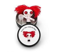 AnyCakes Voodoo Poupée avec aiguilles | 6,5 cm | Boîte cadeau | Médicament | Cadeau de bureau pour collègue collègue chef | Anti-stress | adieu | bureau université étude (Voodoo poupée cheveux rouges)