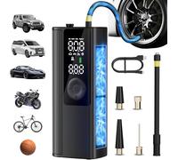 Anycash Gonfleur de pneu portable 150PSI Pompe à air pour pneus de voiture avec manomètre, gonfleur de pneu rapide pour voiture, moto, vélo, balles, lumière LED et arrêt automatique