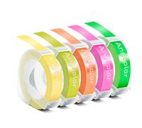 Anycolor Ruban adhésif pour étiqueteuse Omega Junior Motex E975 - 9 mm x 3 m - Rose fluo/orange/vert, vert herbe, jaune clair