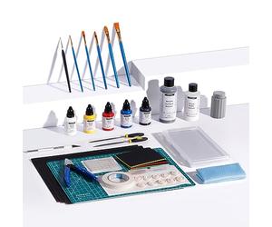 ANYCUBIC Kit de Peinture D’Impression 3D, Peintures Acryliques À Base D’Eau (Noir/Bleu/Rouge/Jaune/Blanc), Un Ensemble Répond Au Besoin D’Outils pour Couper, Meuler, Colorier Et Nettoyer Les Modèles