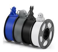 ANYCUBIC PETG Filament 1,75 mm, Robuste et Durable, Faible Déformation et Excellente Adhérence des Couches, Compatible avec la Plupart des Imprimantes FDM, 4KG PETG,Noir + Blanc + Gris + Bleu