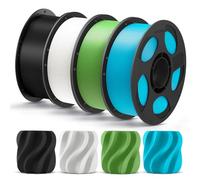 ANYCUBIC PLA+ Filament D'imprimante 3D 1,75 mm, 4KG Filament PLA Plus, Impression avec Imprimantes 3D FDM, Identification Intelligente Filament, Noir +Blanc +Feuille printanière +Turquoise Tropicale