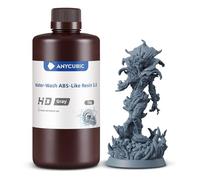 ANYCUBIC Résine ABS-Like Lavable à l'eau 3.0, Résine pour Imprimante 3D à Haute Résistance et Ténacité, Faible Odeur, Résine aux UV à 405 nm pour Toutes les Imprimantes 3D Résine, HD Gris 1000g