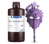 Anycubic Résine Lavable à l'Eau 2.0 pour Imprimante 3D LCD, Résine à Photopolymérisation UV 405 nm, Haute Précision et Faible Odeur, Grande Résilience et Couleurs Durables, Violet 1KG
