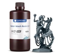 Anycubic Résine Lavable à l'Eau 2.0 pour Imprimante 3D LCD, Résine à Photopolymérisation UV 405 nm, Haute Précision et Faible Odeur, Grande Résilience et Couleurs Durables, HD Gris 1KG