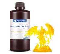 ANYCUBIC Résine Lavable à l'eau 2.0 pour Imprimante 3D Résine LCD 4K/8K, Haute Précision et Faible Odeur, Résine Wash Water, Résine Photopolymère Standard pour l'Impression 3D Jaune Transparent 1KG