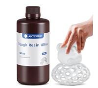 ANYCUBIC Ultra Tough Résine Pour Imprimante 3D, Ultra-Résistant, Résistance Durable aux Chocs, Flexibilité Exceptionnelle, Faible Odeur, Compatible avec Impressions 3D Résine LCD/DLP (Blanc, 1000g)