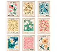 AnyDesign Lot de 9 impressions d'art mural de marché aux fleurs, affiches de Matisse, affiches de dessin floral sans cadre, galerie colorée, décoration esthétique pour salon, salle de bain, 30,5 x