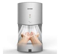 anydry 2630T Haute Vitesse sèche-Mains électrique,seche Mains Automatique Mural avec égouttoir,Commercial et Domestique,ABS 1400-1650W(Argent)