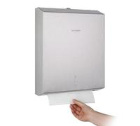 anydry Distributeur de Serviettes en Papier Commercial monté sur Mur - Capacité de 400 Feuilles, INOX Brossé, verrouillable,multifold/Z-Fold (Taille pliée ≤ 27 cm x 10 cm) Brossé