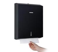 anydry Distributeur de Serviettes en Papier Commercial monté sur Mur - Capacité de 400 Feuilles, INOX Mat Noir, verrouillable, multifold/Z-Fold (Taille pliée ≤ 27 cm x 10 cm) Noir Mat