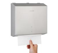 anydry Distributeur de Serviettes en Papier Mural - Capacité 250 Feuilles, INOX brossé, verrouillable, adapté aux Serviettes multifold/Z-Fold (Taille pliée ≤ 27 cm x 10 cm) Brossé